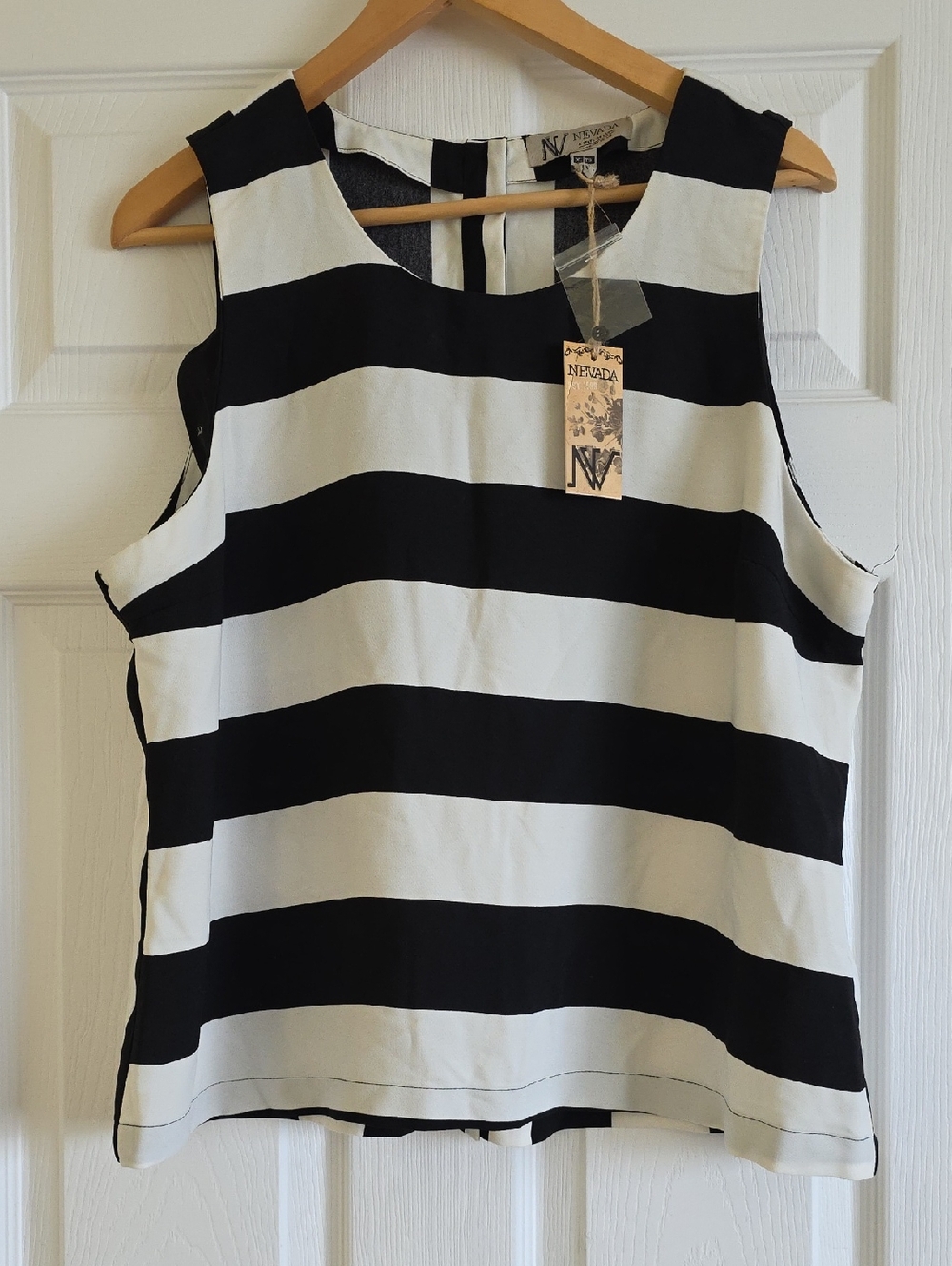 VINTAGE Sears Black and White Wide Stripe Sleeveless Tank